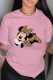 Pink Fashion Casual Character Print Letter O Neck T-Shirts