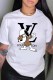 White Fashion Street Character Print Letter O Neck T-Shirts