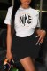 Black Fashion Casual Print Patchwork O Neck Short Sleeve Two Pieces