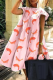 Pink Casual Print Flounce O Neck Cake Skirt Dresses