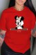 Red Fashion Street Character Print Letter O Neck T-Shirts