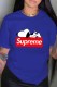 Blue Fashion Casual Character Print Letter O Neck T-Shirts