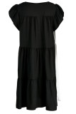 Red Casual Sweet Solid Patchwork O Neck Dresses