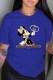 Blue Fashion Street Character Print Letter O Neck T-Shirts