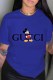 Blue Fashion Casual Character Print Letter O Neck T-Shirts