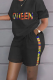 Multicolor Casual Print Patchwork O Neck Short Sleeve Two Pieces
