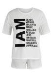 Red Fashion Casual Letter Print Basic O Neck Short Sleeve Two Pieces