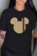 Black Fashion Casual Print Patchwork O Neck T-Shirts