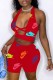 Red Fashion Casual Print Patchwork V Neck Sleeveless Two Pieces