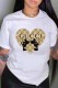 White Fashion Casual Character Print Letter O Neck T-Shirts