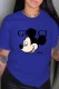 Blue Fashion Street Character Print Letter O Neck T-Shirts