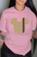 Pink Fashion Casual Print Patchwork O Neck T-Shirts