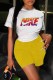 Red Yellow Fashion Casual Print Patchwork O Neck Short Sleeve Two Pieces