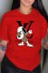 Red Fashion Street Character Print Letter O Neck T-Shirts