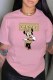Pink Fashion Casual Character Print Letter O Neck T-Shirts