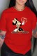Red Fashion Street Character Print Letter O Neck T-Shirts
