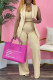 Cream White Casual Solid Patchwork Turn-back Collar Sleeveless Three Pieces