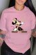 Pink Fashion Street Character Print Letter O Neck T-Shirts