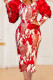 Red Elegant Embroidery Embroidered Patchwork V Neck Evening Dress Dresses