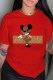 Red Fashion Casual Character Print Letter O Neck T-Shirts
