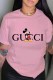 Pink Fashion Casual Character Print Letter O Neck T-Shirts