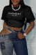 Black Fashion Casual Print Letter O Neck T-Shirts