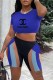 Blue Fashion Casual Print Patchwork Letter O Neck Short Sleeve Two Pieces
