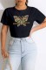 Black Fashion Casual Print Letter O Neck T-Shirts
