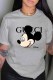 Grey Fashion Street Character Print Letter O Neck T-Shirts