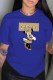Blue Fashion Casual Character Print Letter O Neck T-Shirts