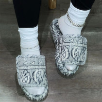 Grey Fashion Casual Patchwork Printing Round Comfortable Shoes
