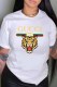 White Fashion Casual Print Letter O Neck T-Shirts