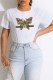 White Fashion Casual Print Letter O Neck T-Shirts