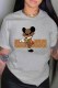 Grey Fashion Casual Character Print Letter O Neck T-Shirts