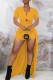 Yellow Casual Solid Hollowed Out Patchwork V Neck Short Sleeve Two Pieces