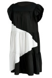 Red Casual Sweet Solid Patchwork O Neck Dresses