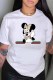 White Fashion Street Character Print Letter O Neck T-Shirts