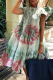 Light Green Casual Print Flounce O Neck Cake Skirt Dresses