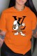 Orange Fashion Street Character Print Letter O Neck T-Shirts