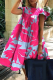 Purple Casual Print Flounce O Neck Cake Skirt Dresses