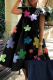 Black Casual Print Flounce O Neck Cake Skirt Dresses