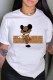 White Fashion Casual Character Print Letter O Neck T-Shirts