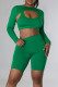 Ink Green Sexy Solid Patchwork Asymmetrical U Neck Long Sleeve Two Pieces