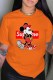 Orange Fashion Casual Character Print Letter O Neck T-Shirts