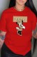 Red Fashion Casual Character Print Letter O Neck T-Shirts