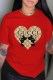 Red Fashion Casual Character Print Letter O Neck T-Shirts