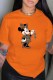 Orange Fashion Casual Character Patchwork O Neck T-Shirts