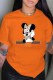 Orange Fashion Street Character Print Letter O Neck T-Shirts