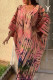 Pink Casual Print Patchwork V Neck Long Dress Dresses