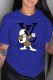 Blue Fashion Street Character Print Letter O Neck T-Shirts